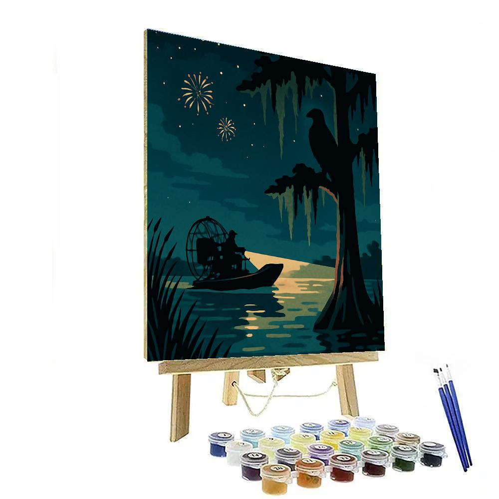 Everglades Night Airboat In USA Number painting