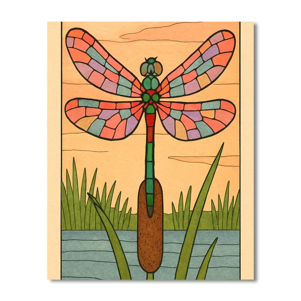 Dragonfly Crowned Marsh Jewel Paint by numbers art