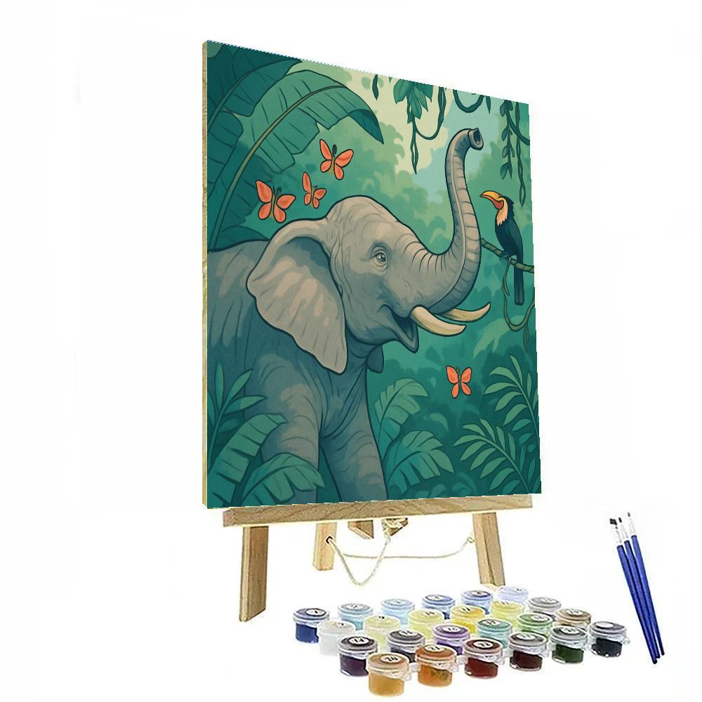 Rainforest Canopy Echo Elephant Painting by numbers kit