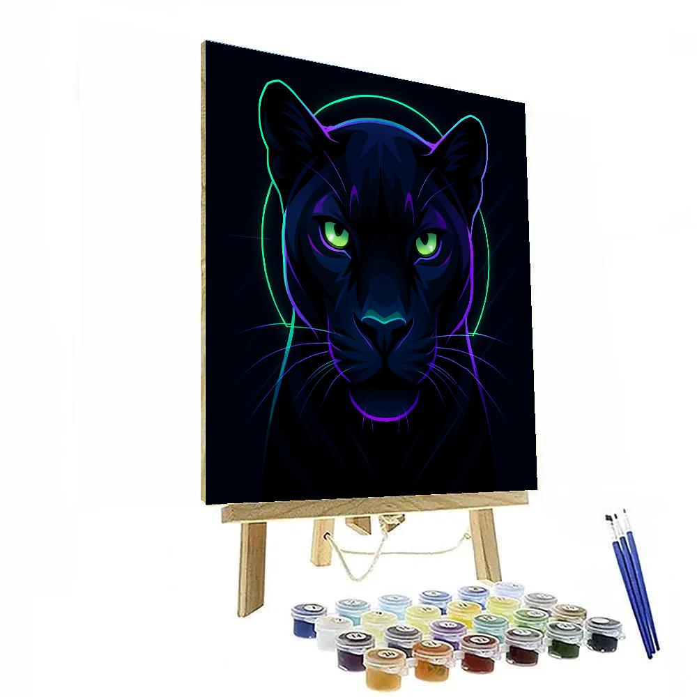 Neon Orbit Panther Profile Front paint by number