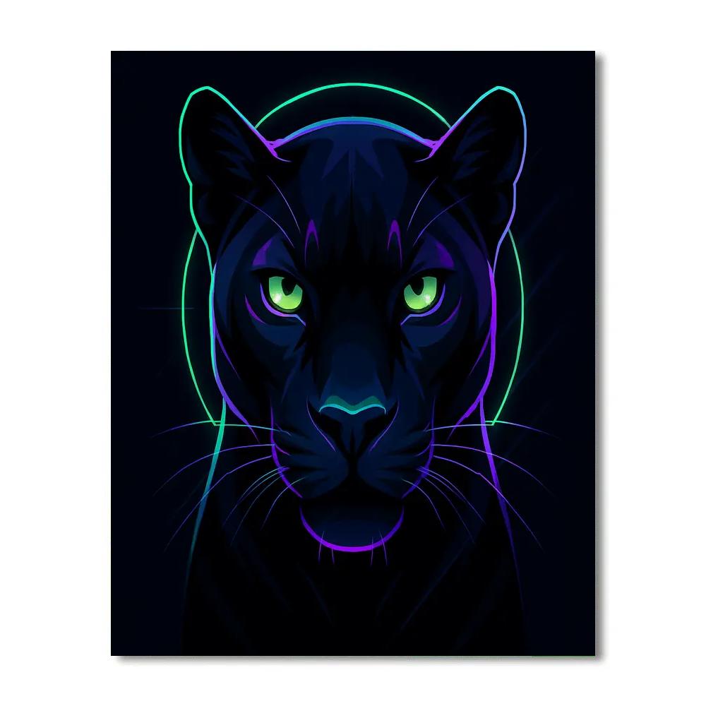 Neon Orbit Panther Profile Front paint by number