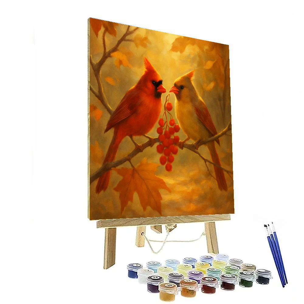 Autumn Hearth Cardinals In Maple Glow Numbered painting kits