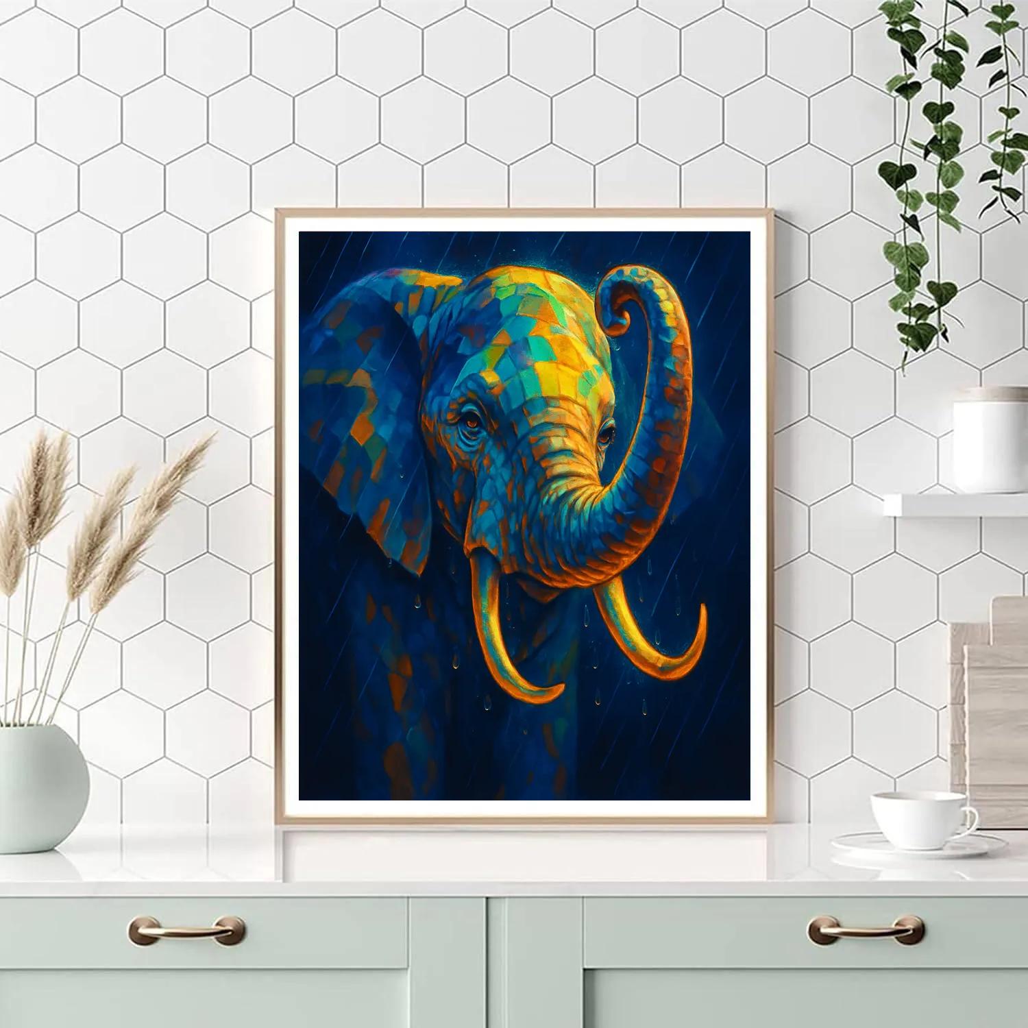 Monsoon Prism Elephant Reverie Number painting