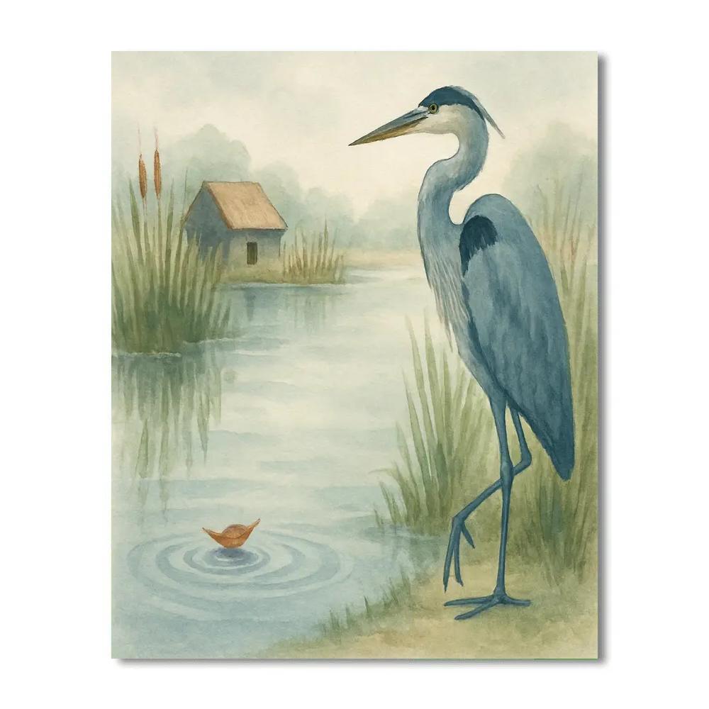 Heron At The Quiet Reed House Paint by numbers kits