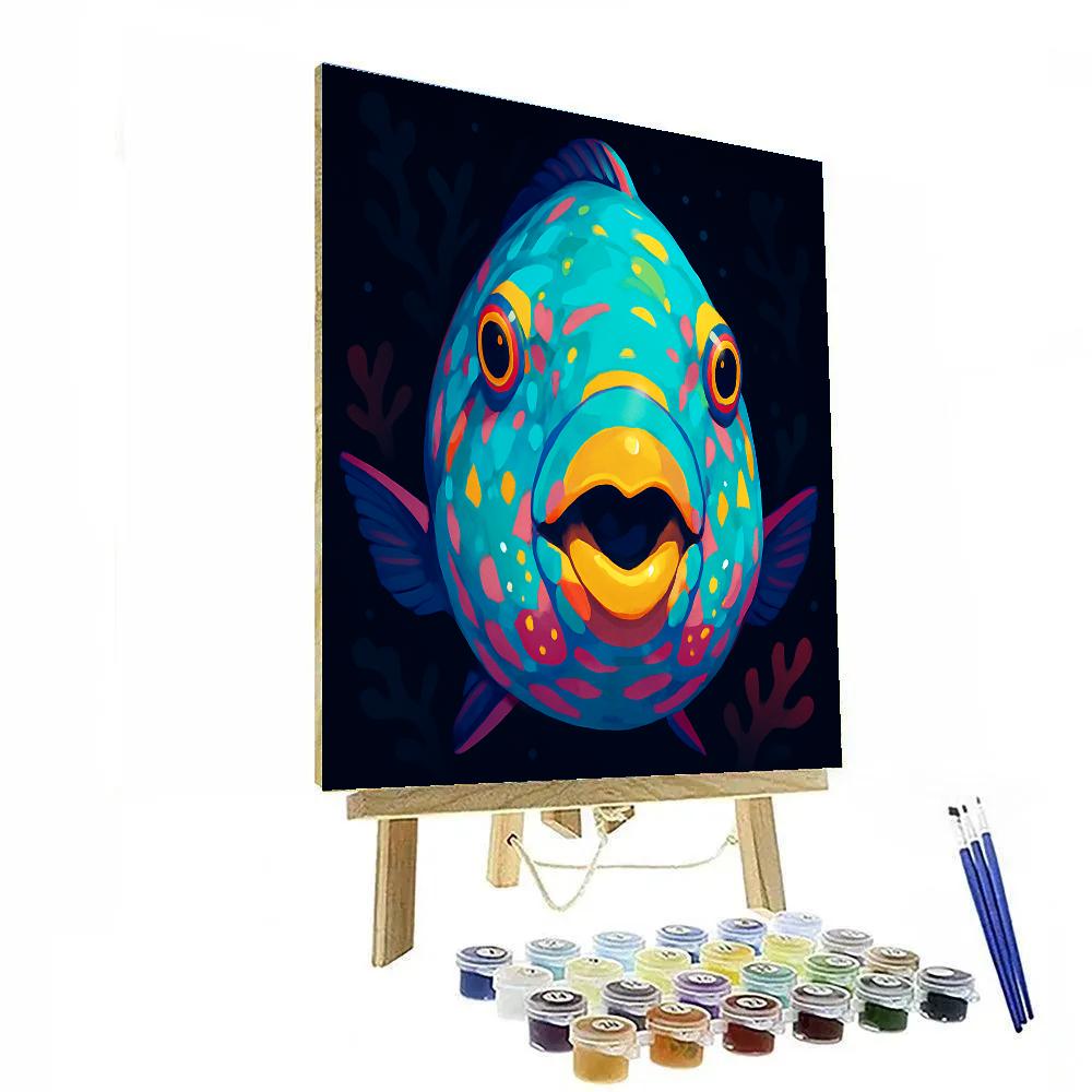 Starlit Reef Parrotfish Mask Paint by numbers art