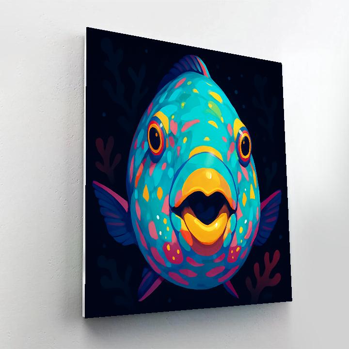 Starlit Reef Parrotfish Mask Paint by numbers art