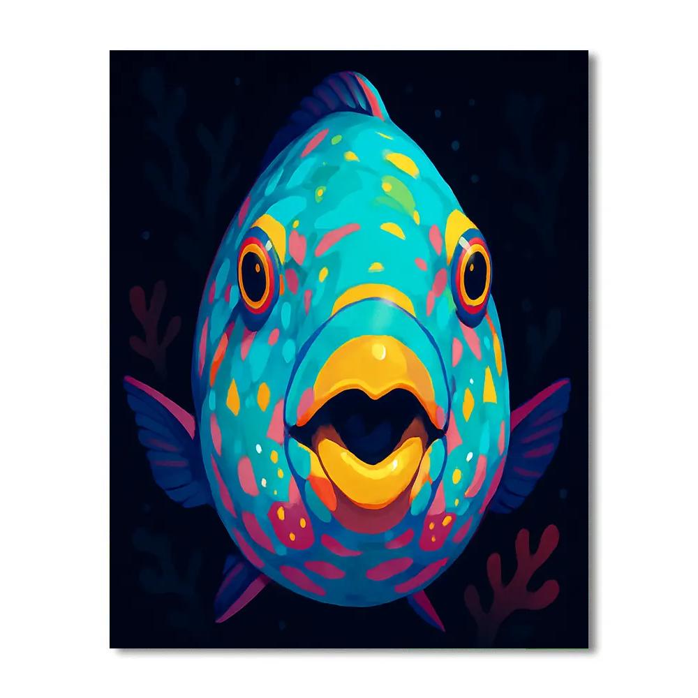 Starlit Reef Parrotfish Mask Paint by numbers art
