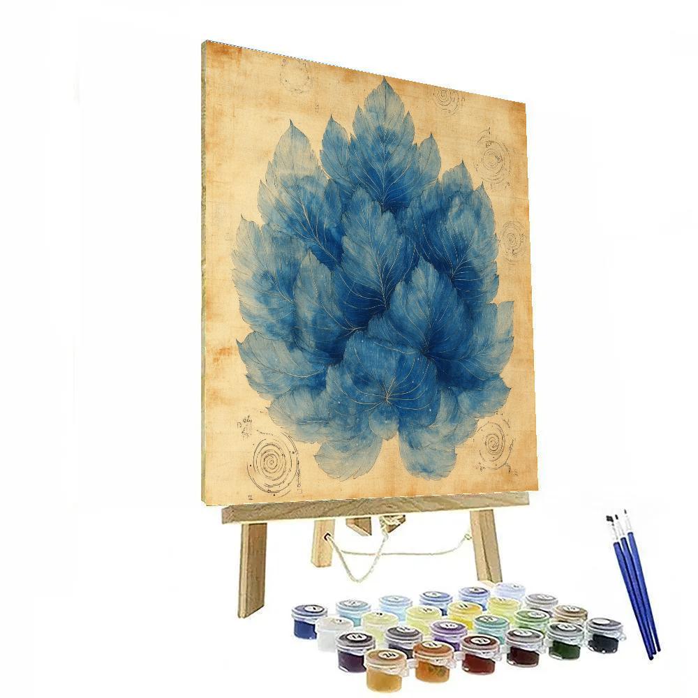 Leonardo Da Vinci Inspired Auroral Nebula Herbarium paint by numbers