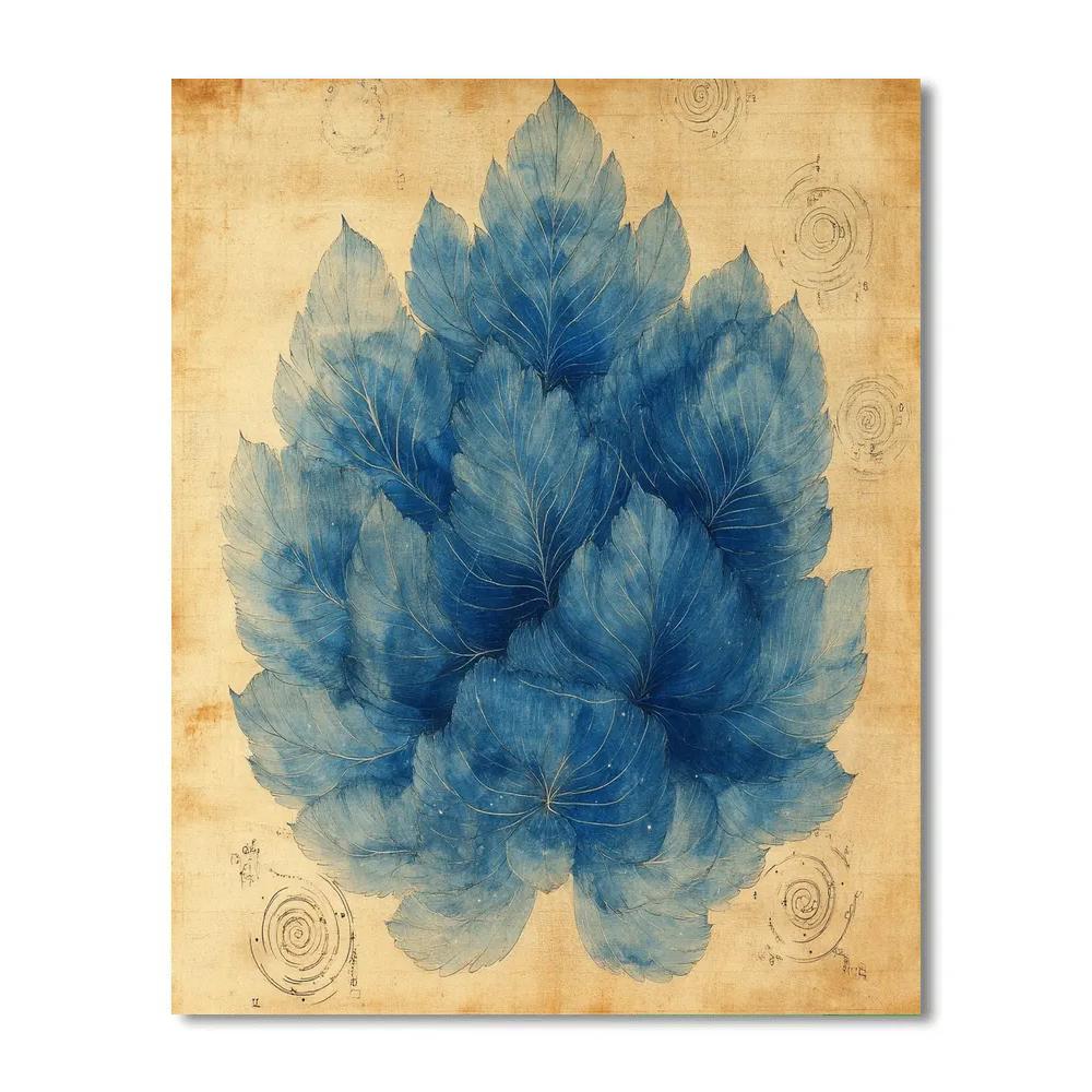 Leonardo Da Vinci Inspired Auroral Nebula Herbarium paint by numbers