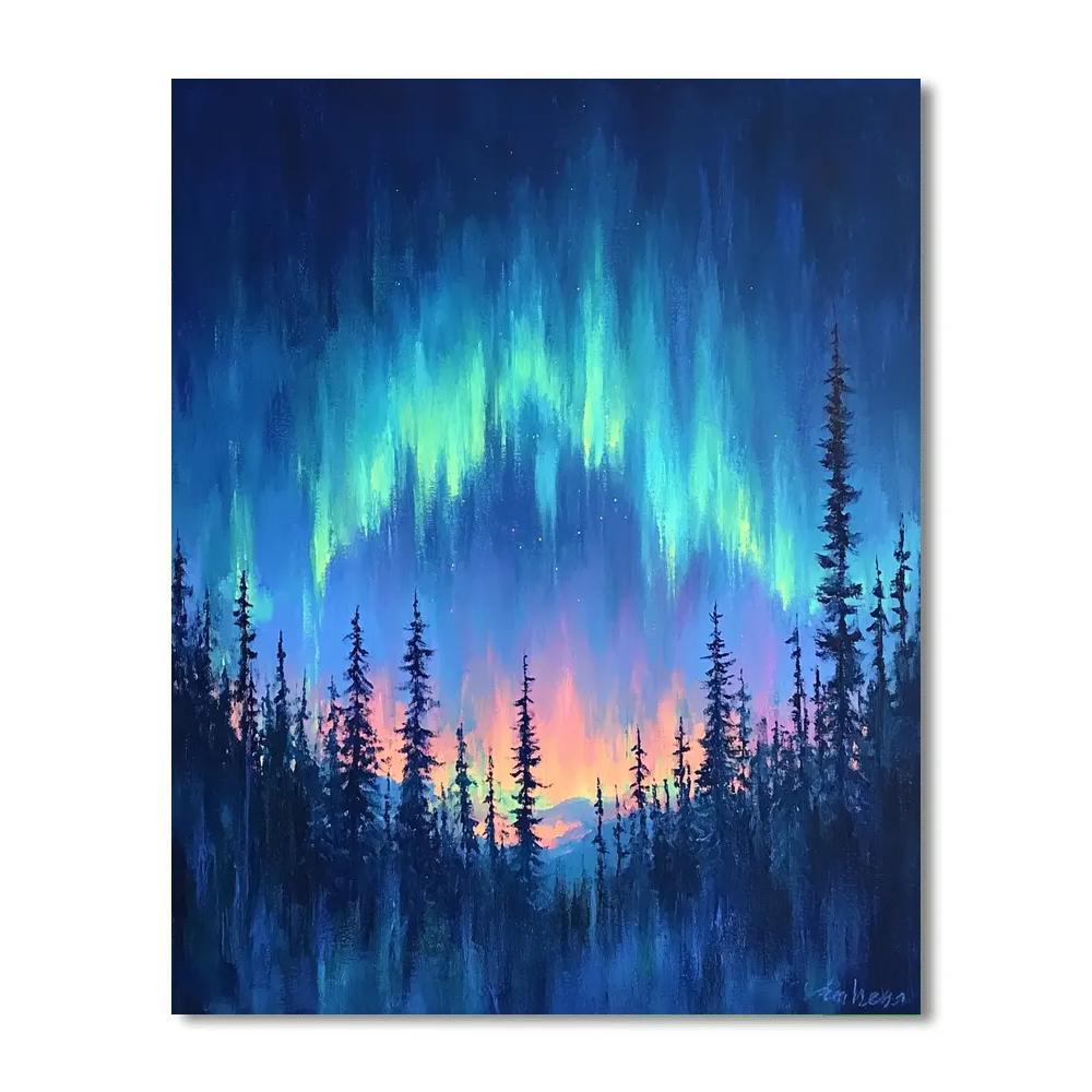Edgar Degas Inspired Aurora Over Silent Pines Paint by numbers kits