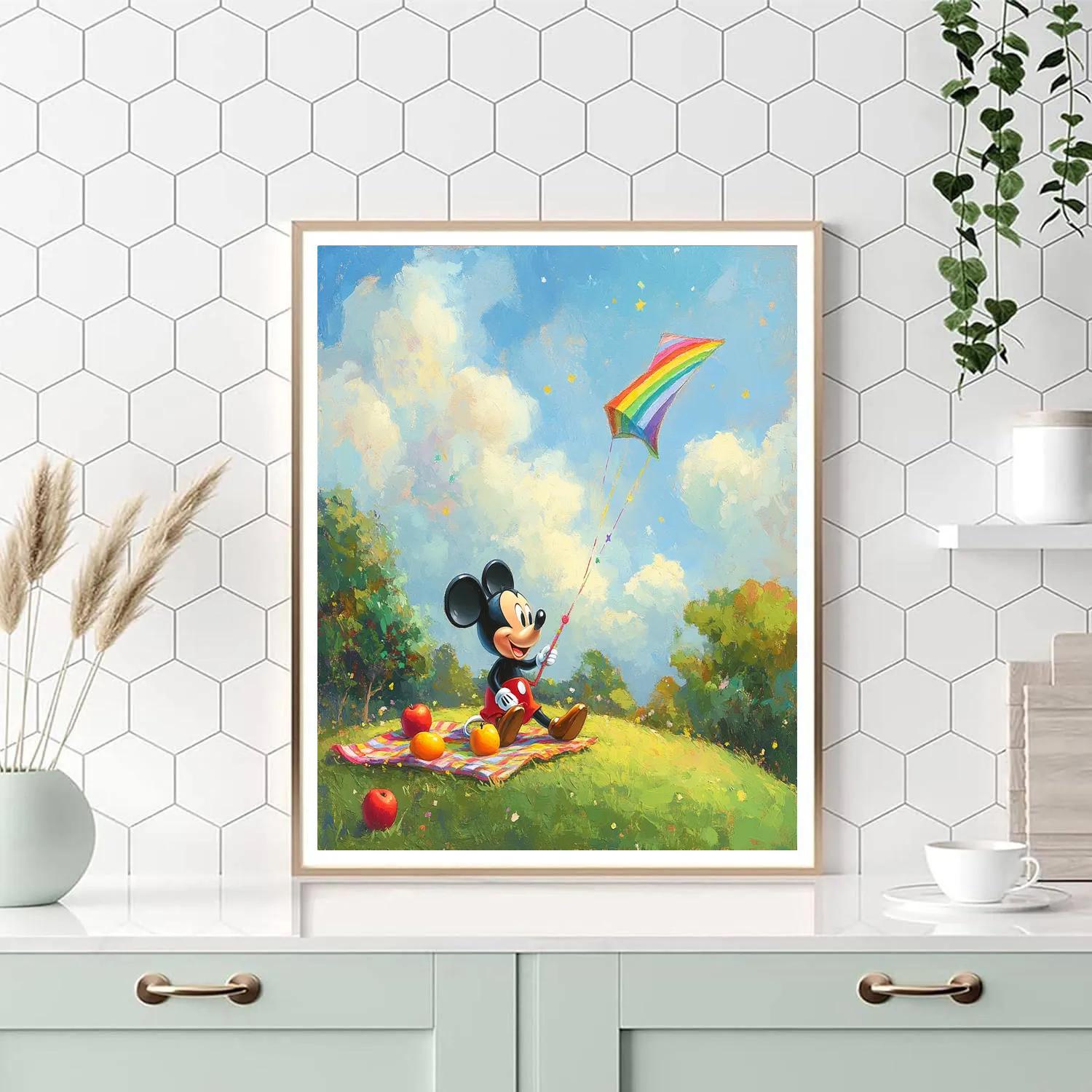 Mickey Mouse Starry Kite Picnic Disney Inspired Paint by numbers art