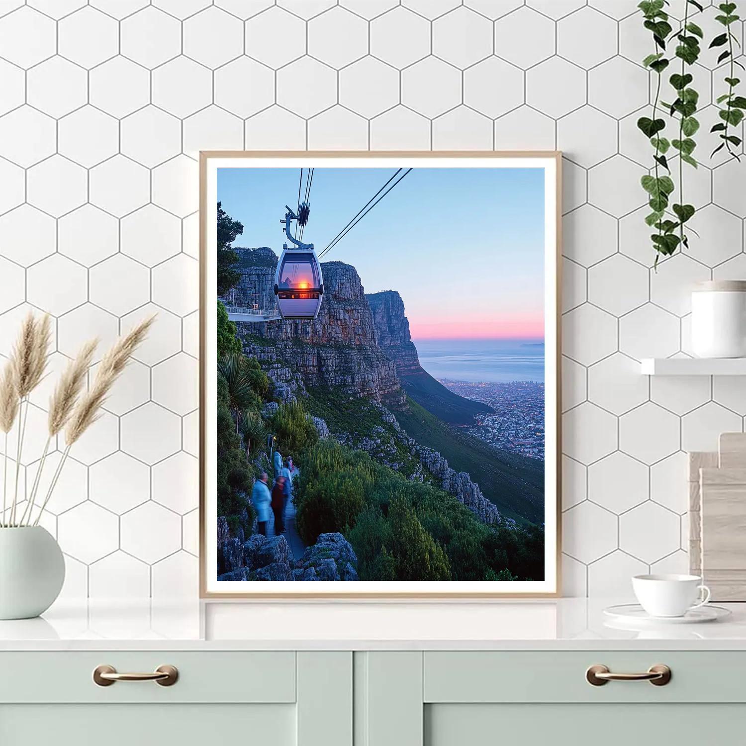 Cable Car Over Table Mountain Aerialway Station Cape Town South Africa Number painting