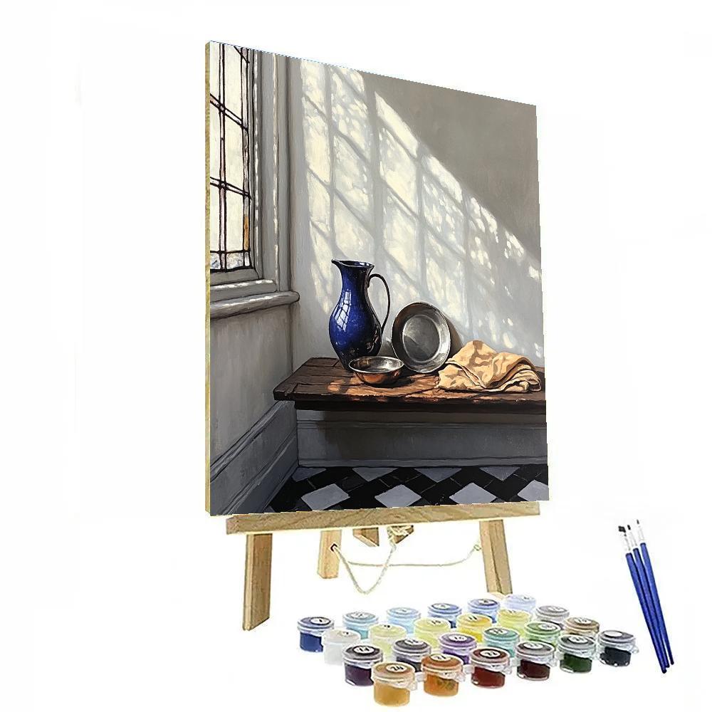 Johannes Vermeer Inspired Lapis Blue Jug Beneath Prism Window Light paint by numbers