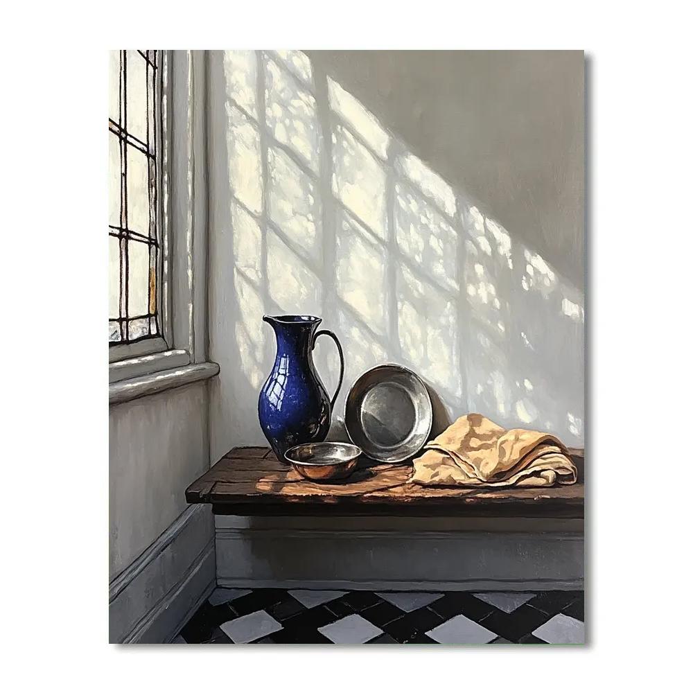 Johannes Vermeer Inspired Lapis Blue Jug Beneath Prism Window Light paint by numbers