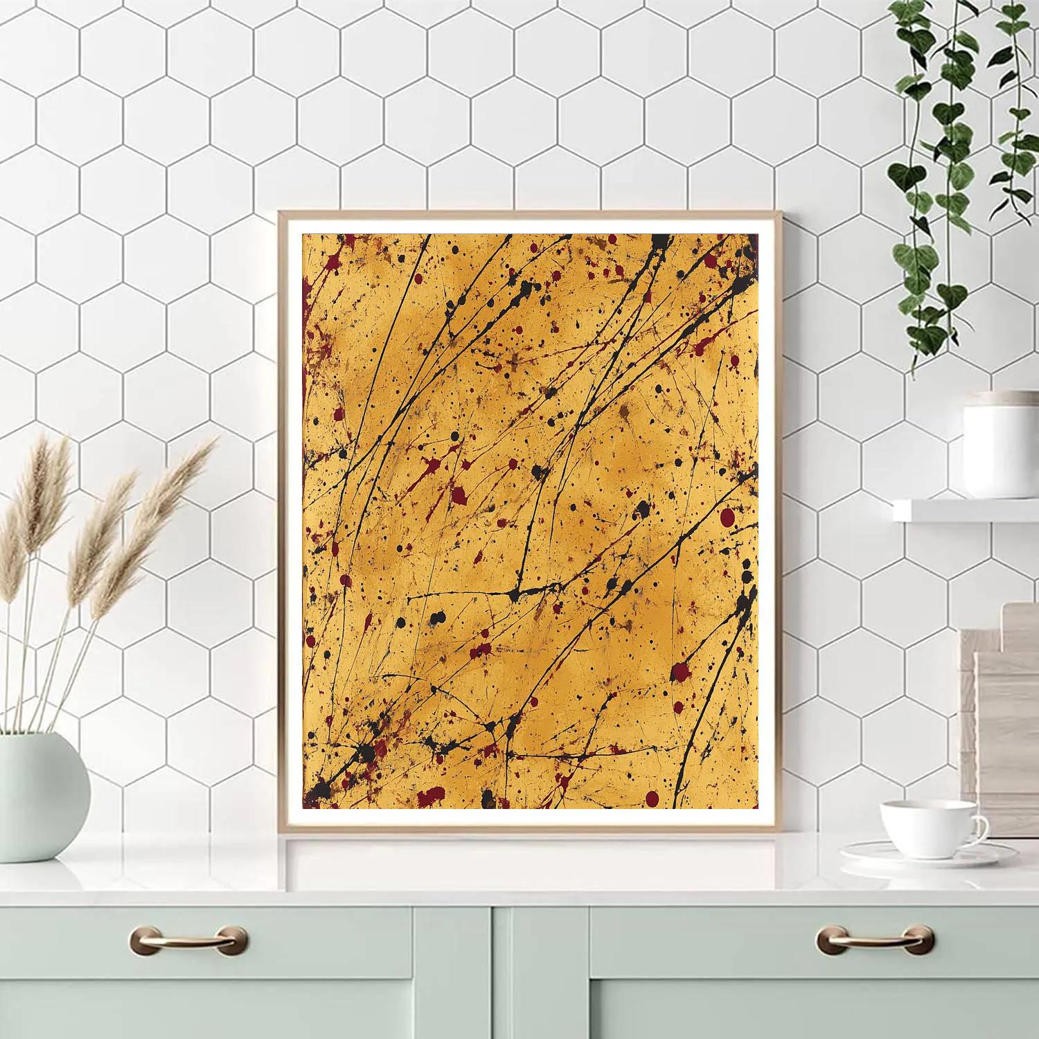 Jackson Pollock Inspired Monsoon Ochre Resonance paint by numbers