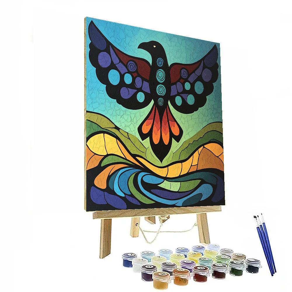 Norval Morrisseau Inspired Thunderbird And The Rain River Currents Paint by numbers kits