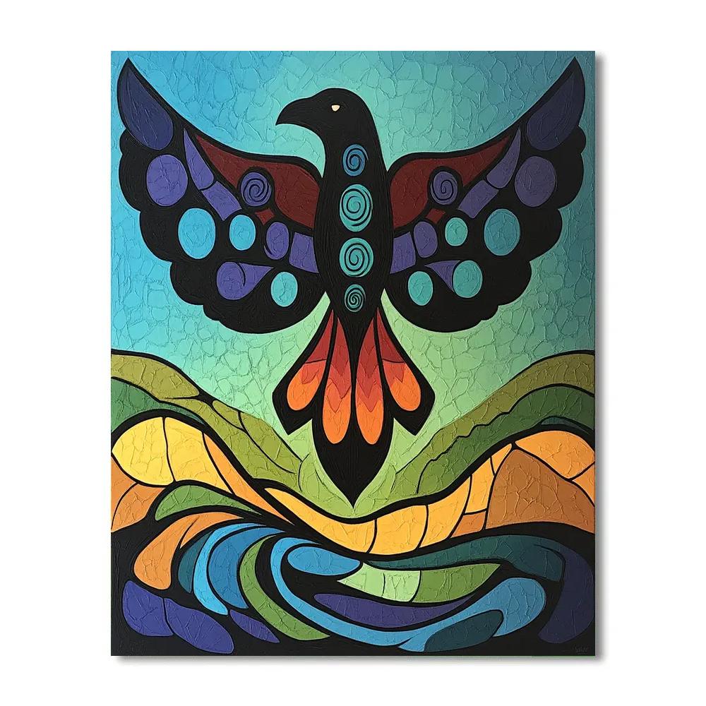 Norval Morrisseau Inspired Thunderbird And The Rain River Currents Paint by numbers kits