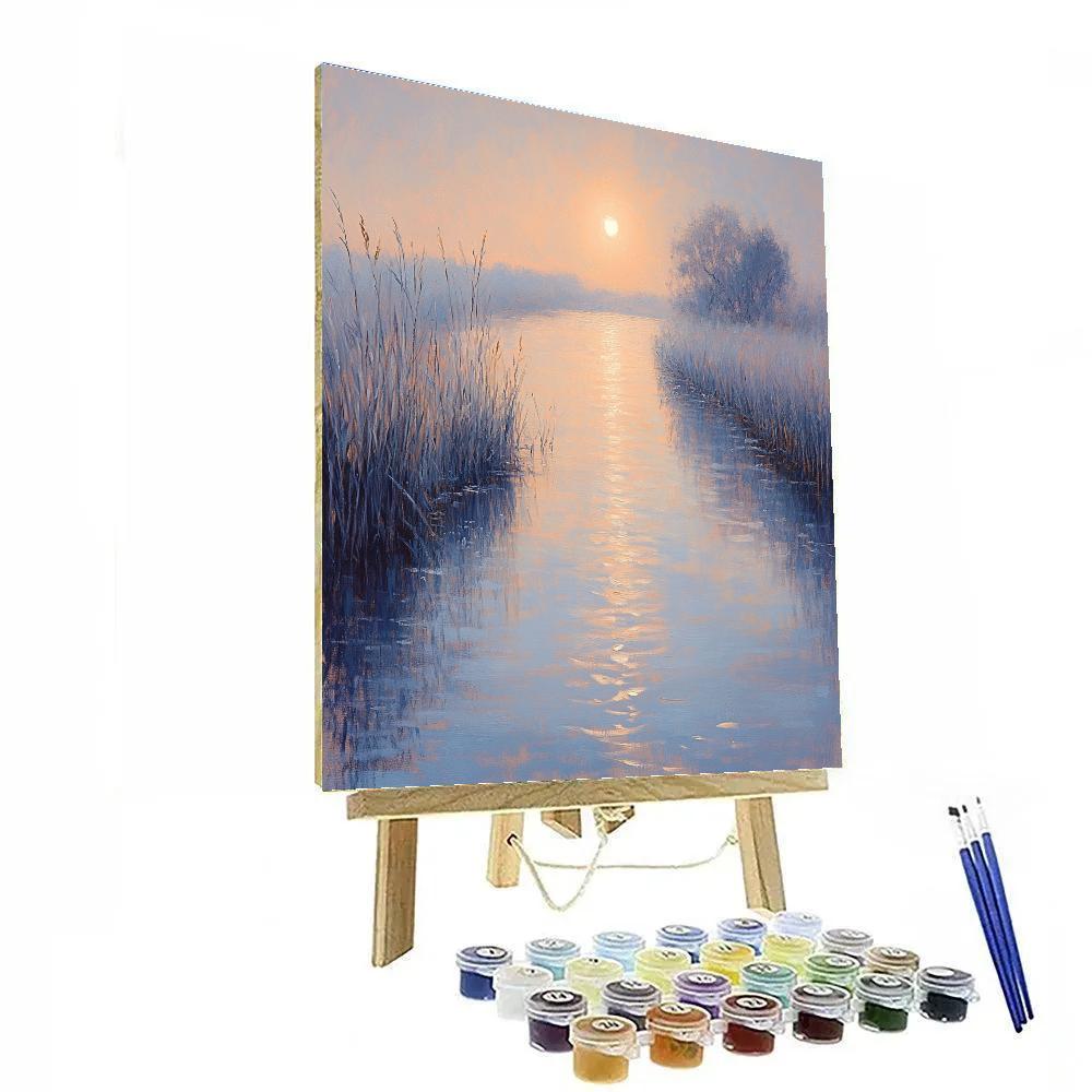 Claude Monet Inspired Sunrise Over Misty River Numbered painting kits