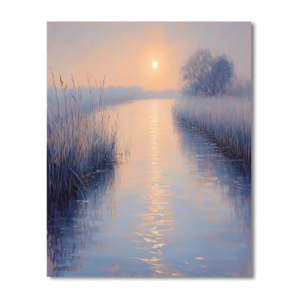 Claude Monet Inspired Sunrise Over Misty River Numbered painting kits