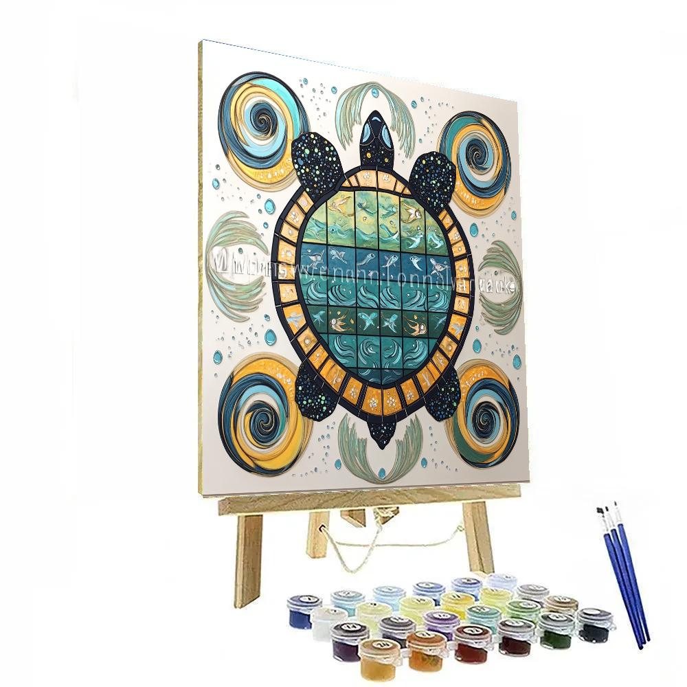Norval Morrisseau Inspired Turtle Of The Four Sacred Waters Paint by numbers art