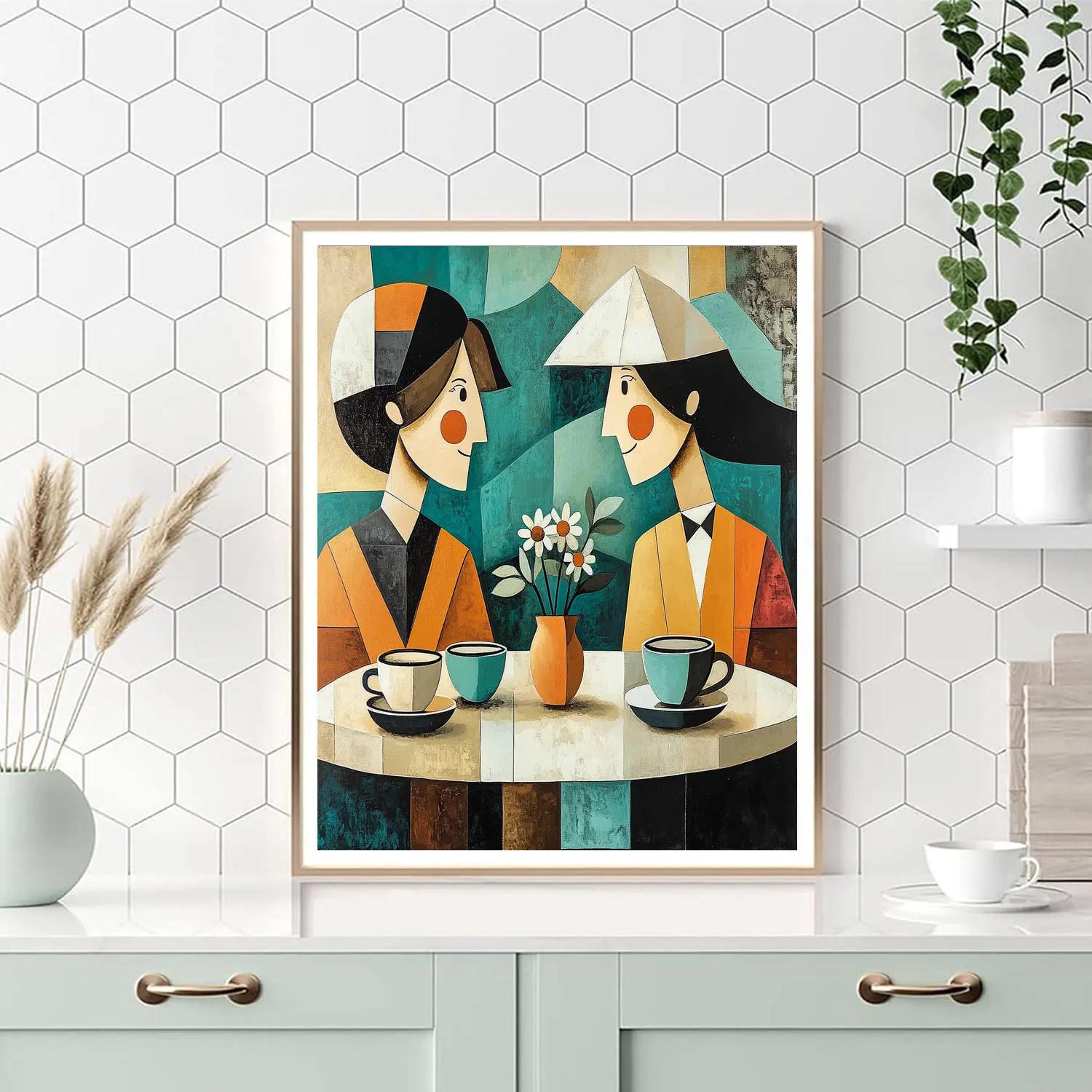 Pablo Picasso Inspired Abstract Cafe Friends Number painting