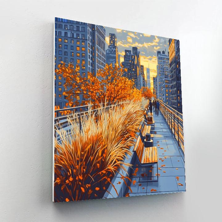 Golden Hour At The High Line Park New York City United States painting number kit