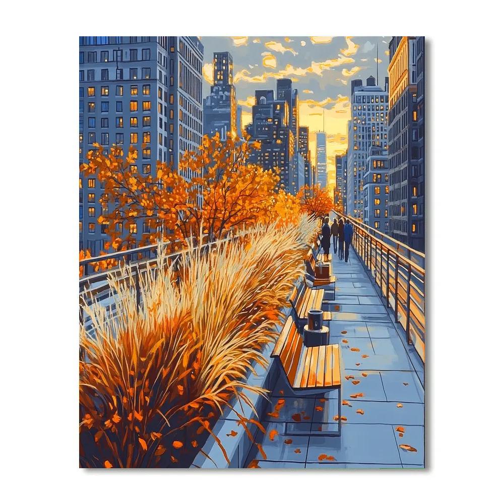 Golden Hour At The High Line Park New York City United States painting number kit