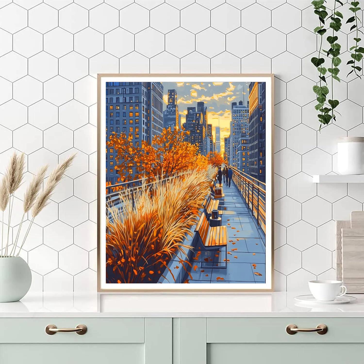 Golden Hour At The High Line Park New York City United States painting number kit