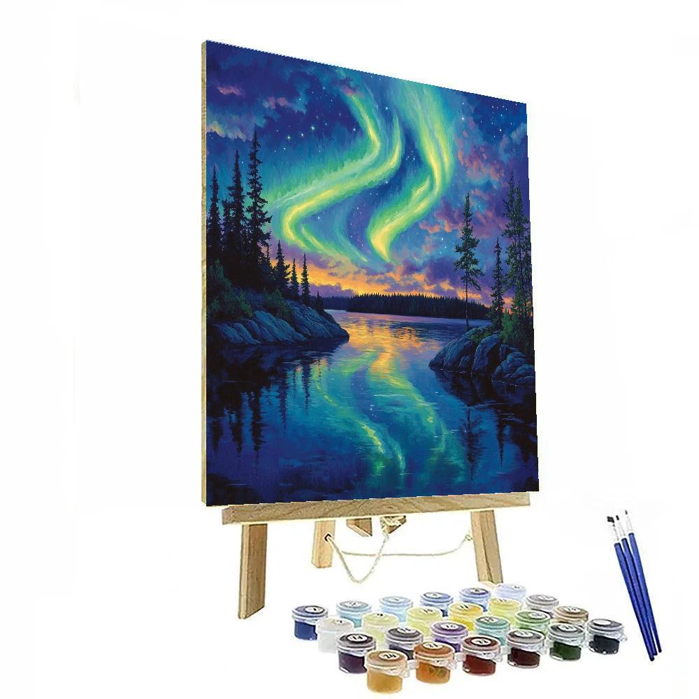 Frederick Varley Inspired Aurora Over Silent Shield Lake Number painting