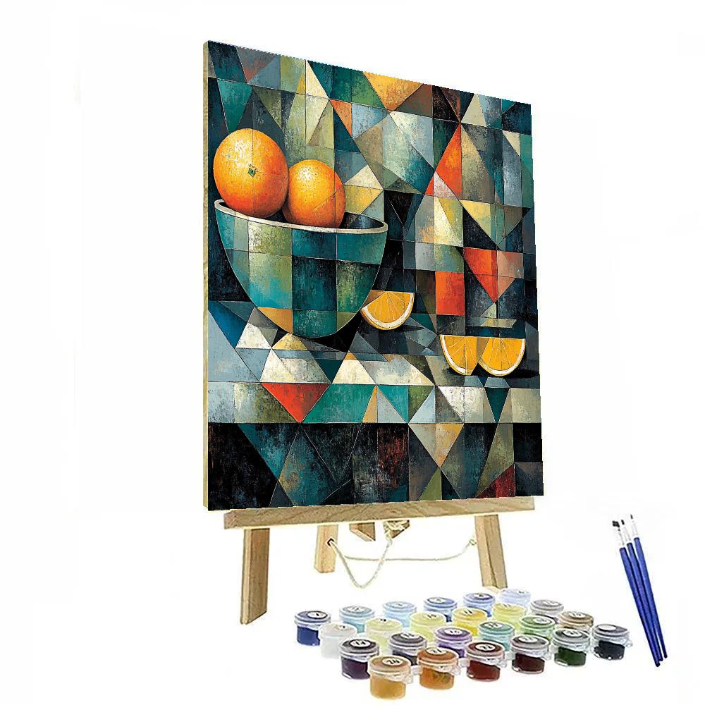 Pablo Picasso Inspired Nebula Still Life With Fractured Citrus And Vessel Painting by numbers kit