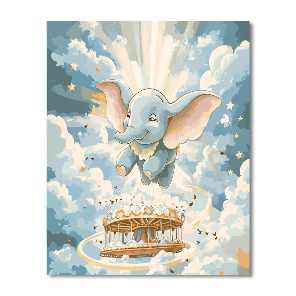 Dumbo Cloud Carousel Flight Disney Inspired DIY paint by numbers