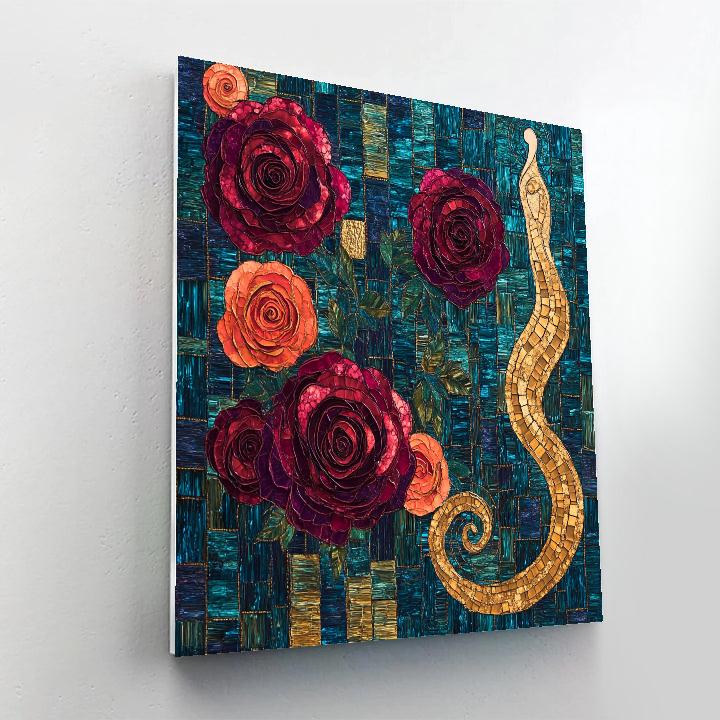 Gustav Klimt Inspired Golden Garden Roses paint by number