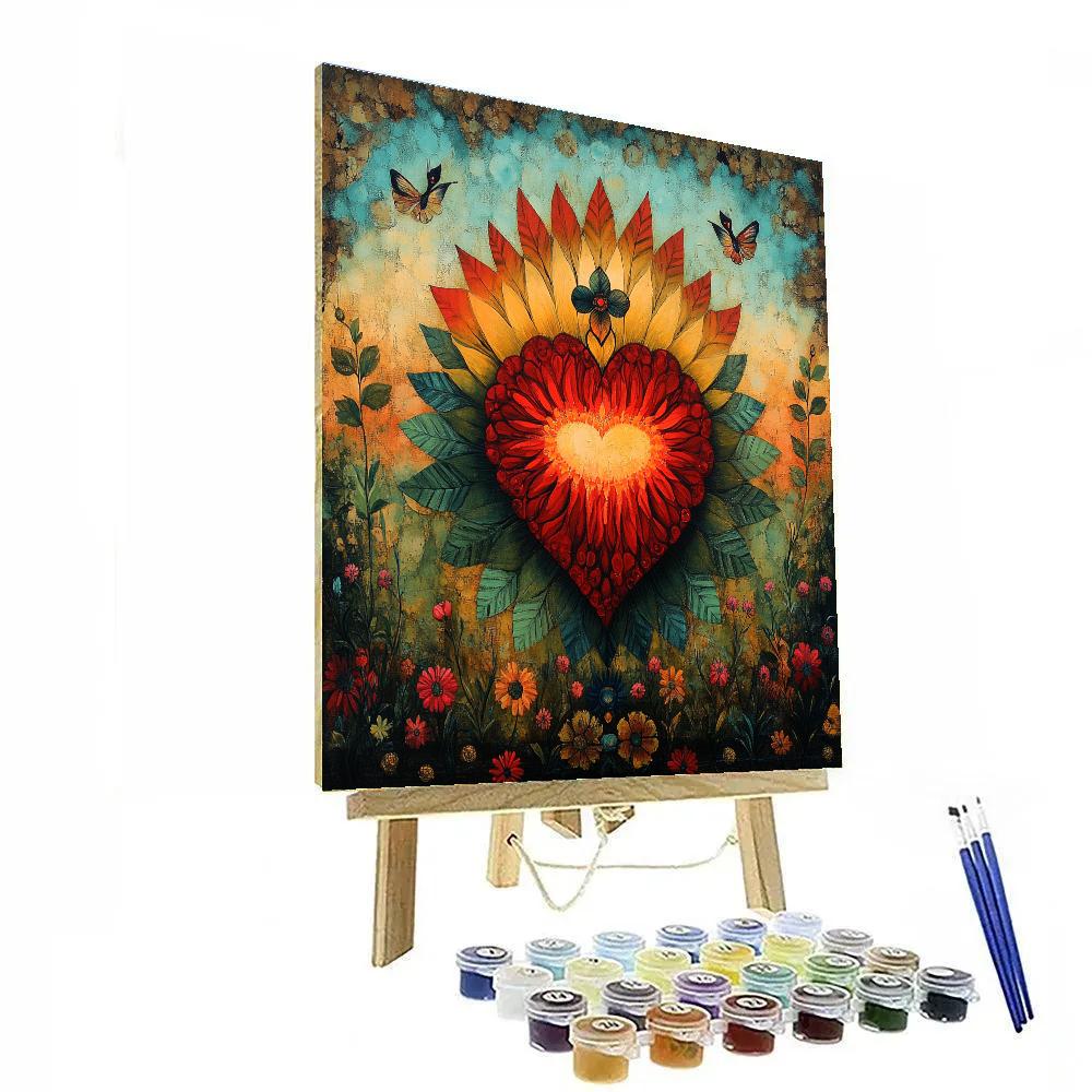 Frida Kahlo Inspired Volcanic Heart Garden painting number kit