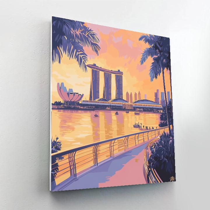 Sunset Curve Of Marina Bay Sands Promenade Singapore Paint by numbers art