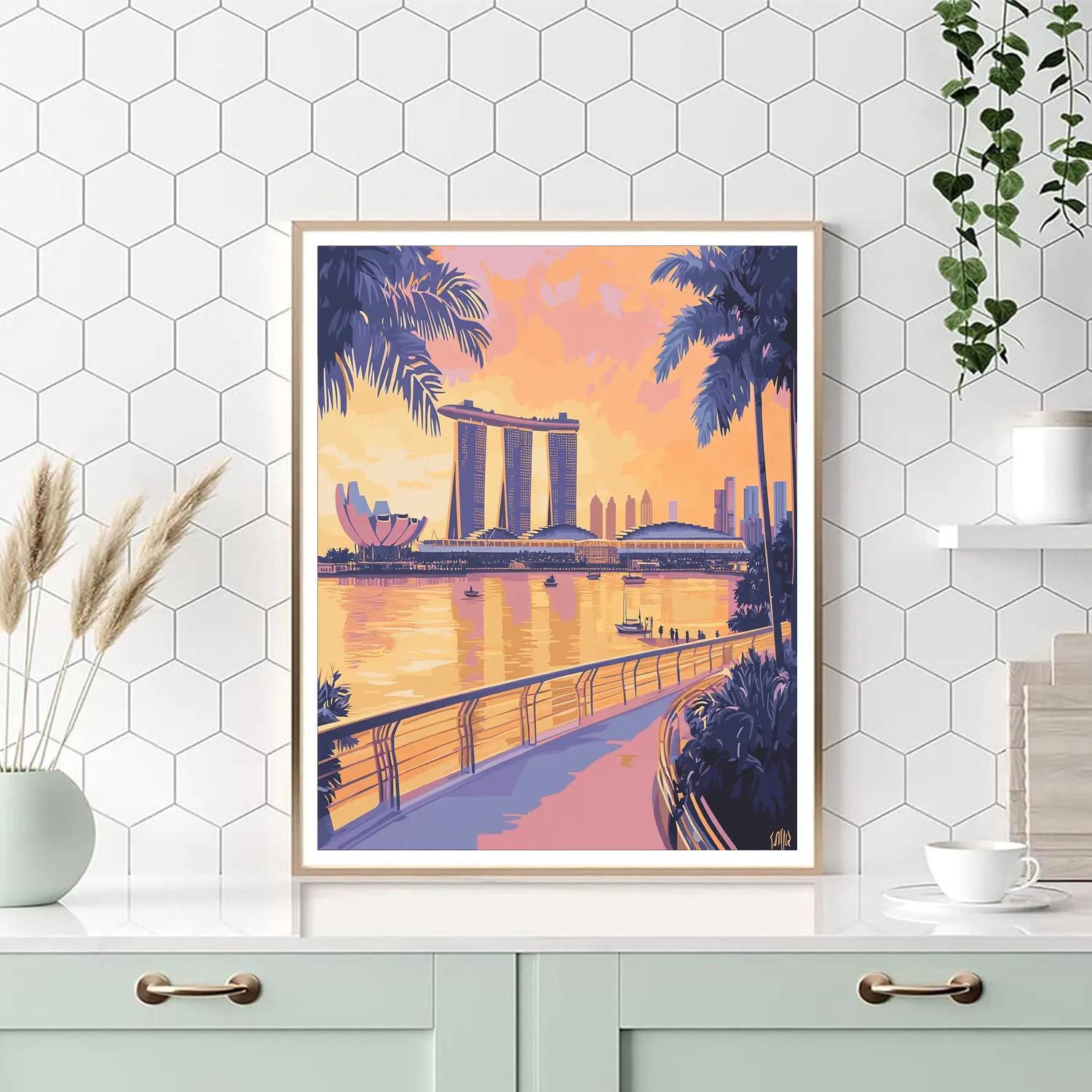 Sunset Curve Of Marina Bay Sands Promenade Singapore Paint by numbers art