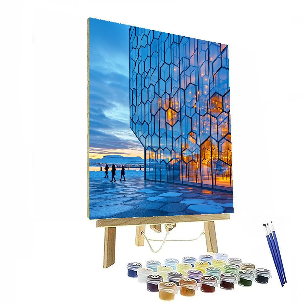 Icy Minimalism At Harpa Concert Hall Reykjavik Iceland paint by numbers