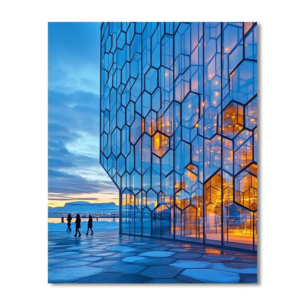 Icy Minimalism At Harpa Concert Hall Reykjavik Iceland paint by numbers