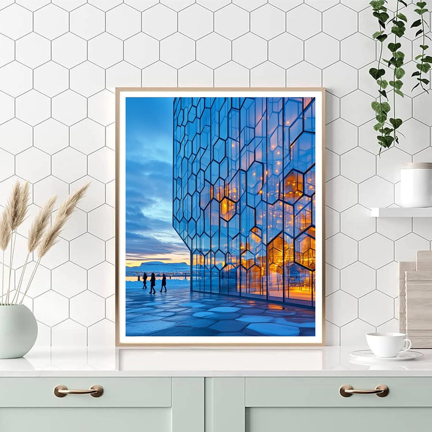 Icy Minimalism At Harpa Concert Hall Reykjavik Iceland paint by numbers