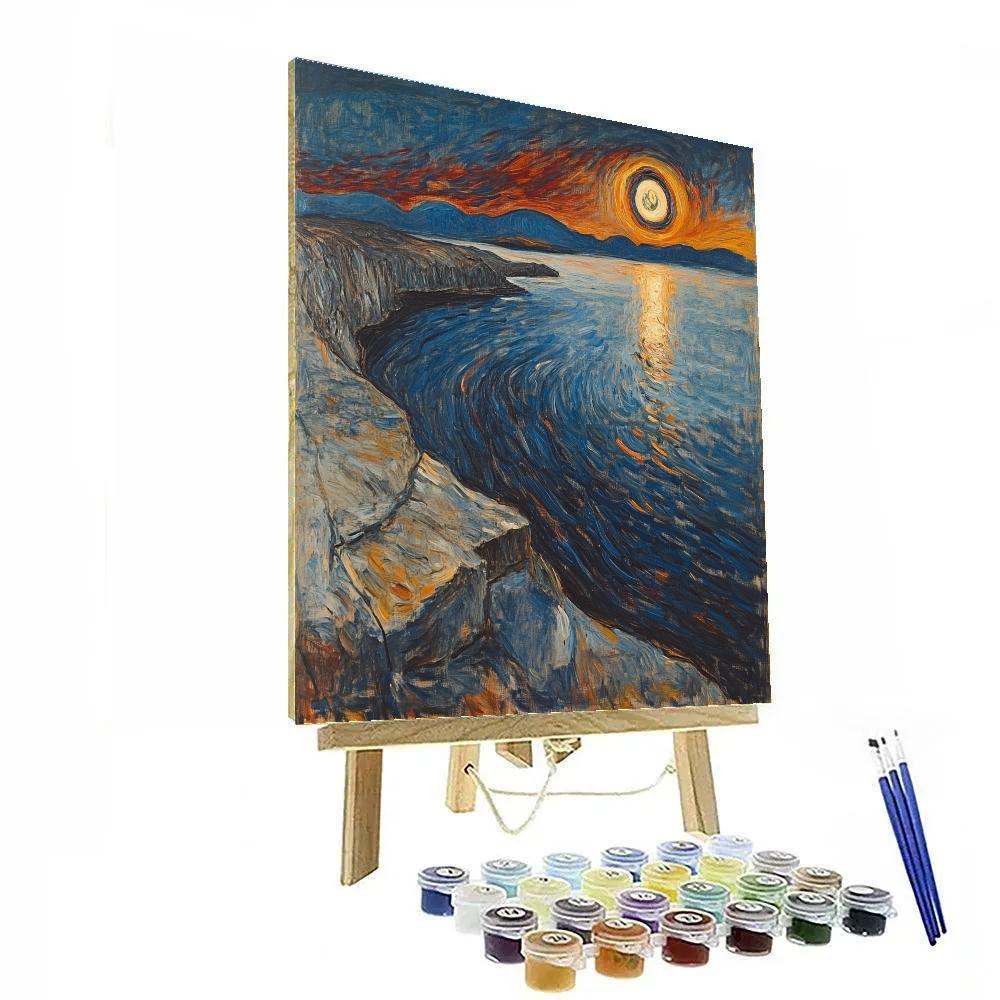 Edvard Munch Inspired Fjord Eclipse Over Trembling Cliffs DIY paint by numbers