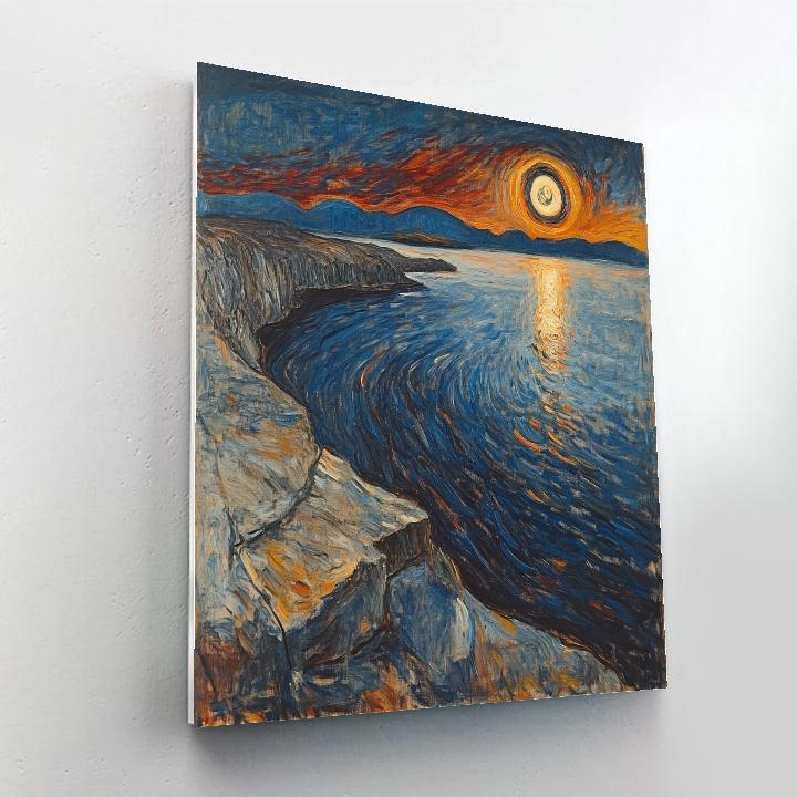 Edvard Munch Inspired Fjord Eclipse Over Trembling Cliffs DIY paint by numbers