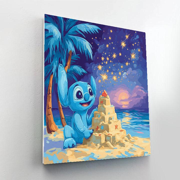 Stitch Tropical Meteor Shower Sandcastle Disney Inspired Paint by numbers art