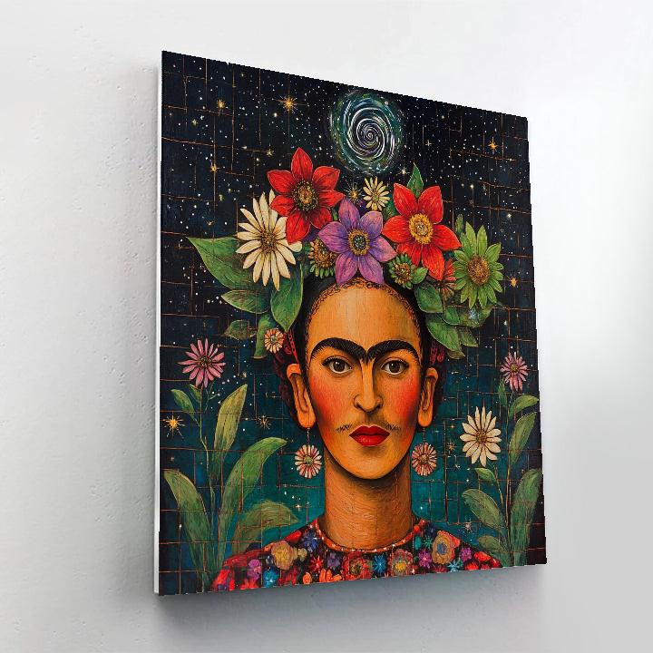 Frida Kahlo Inspired Portrait With Cosmic Flowers Paint by numbers kits