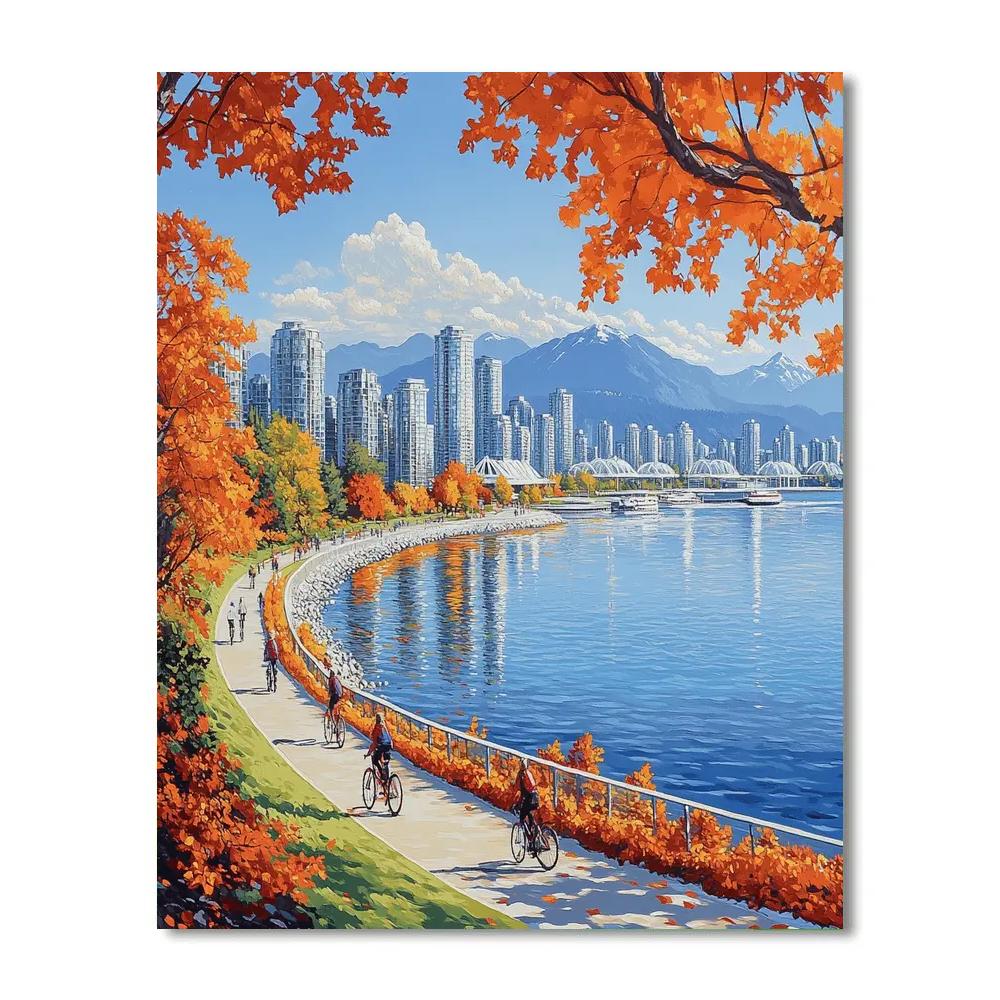 Autumn Calm At Stanley Park Seawall Vancouver Canada Paint by numbers kits