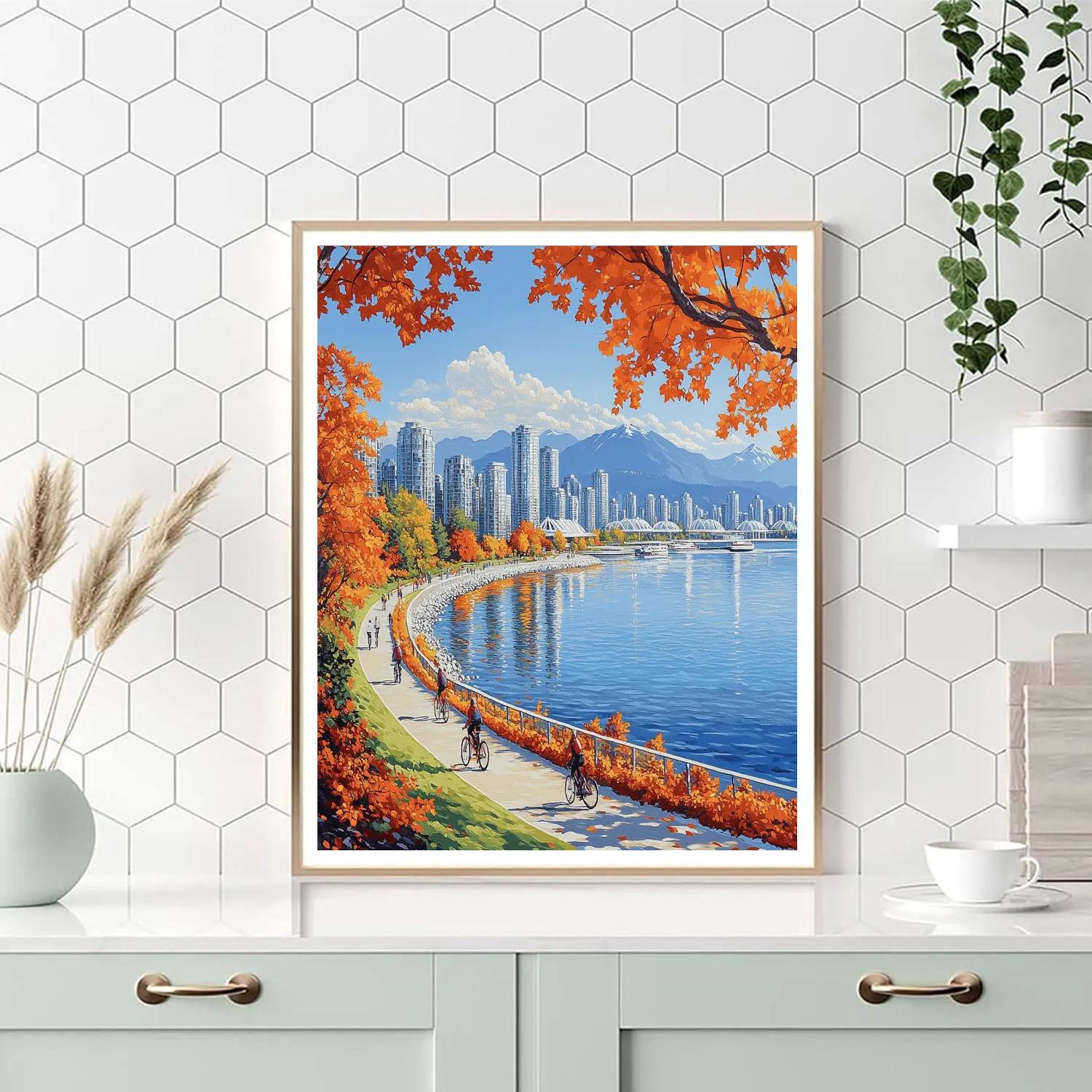 Autumn Calm At Stanley Park Seawall Vancouver Canada Paint by numbers kits