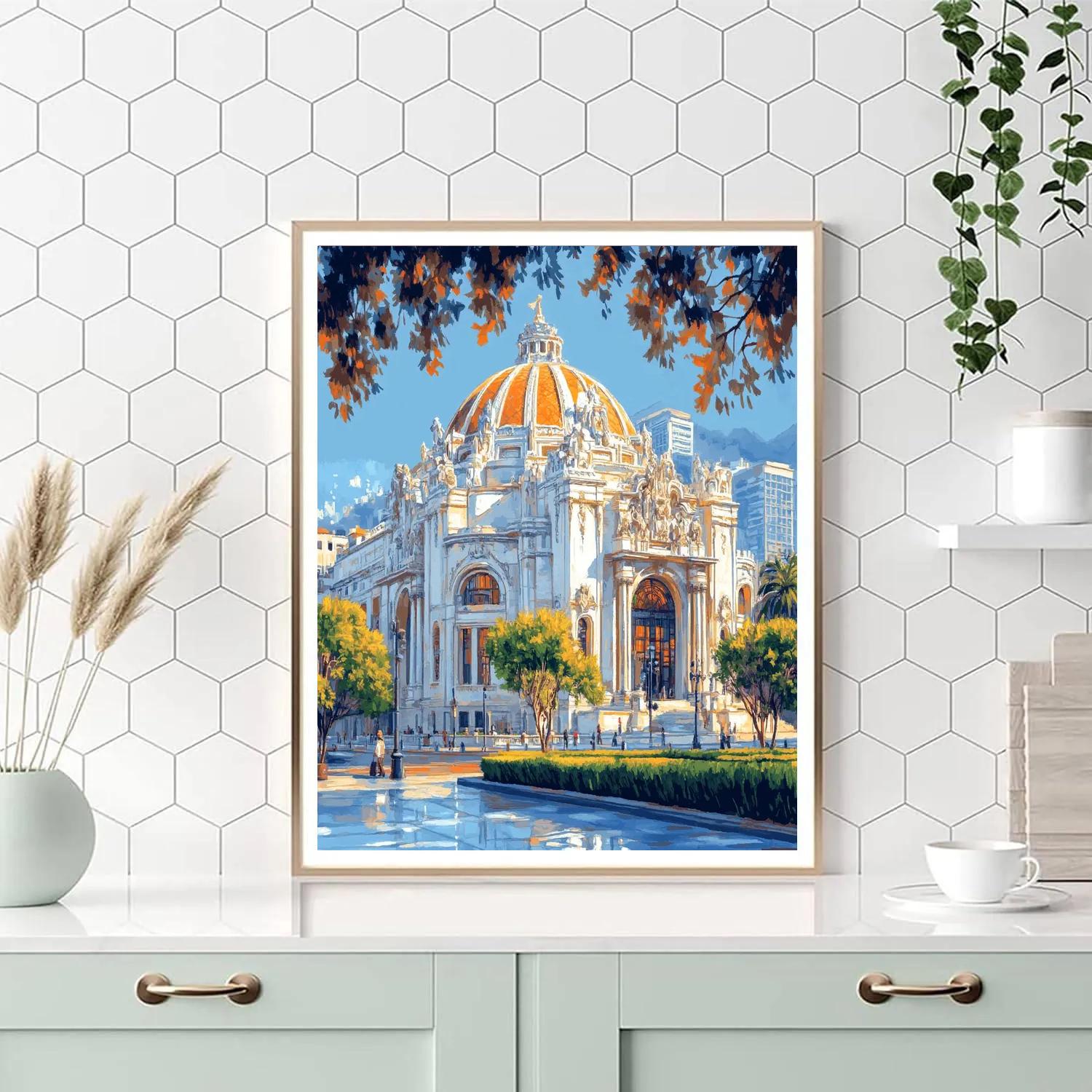 Art Deco Majesty Of Palacio De Bellas Artes Mexico City Mexico Paint by numbers kits