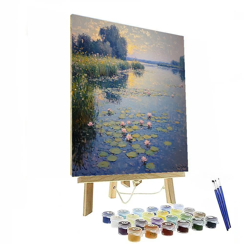 Claude Monet Inspired Pearl Fog Over Waterlily Bend DIY paint by numbers