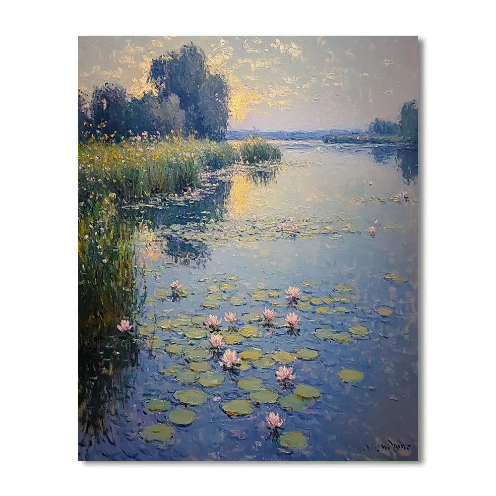 Claude Monet Inspired Pearl Fog Over Waterlily Bend DIY paint by numbers