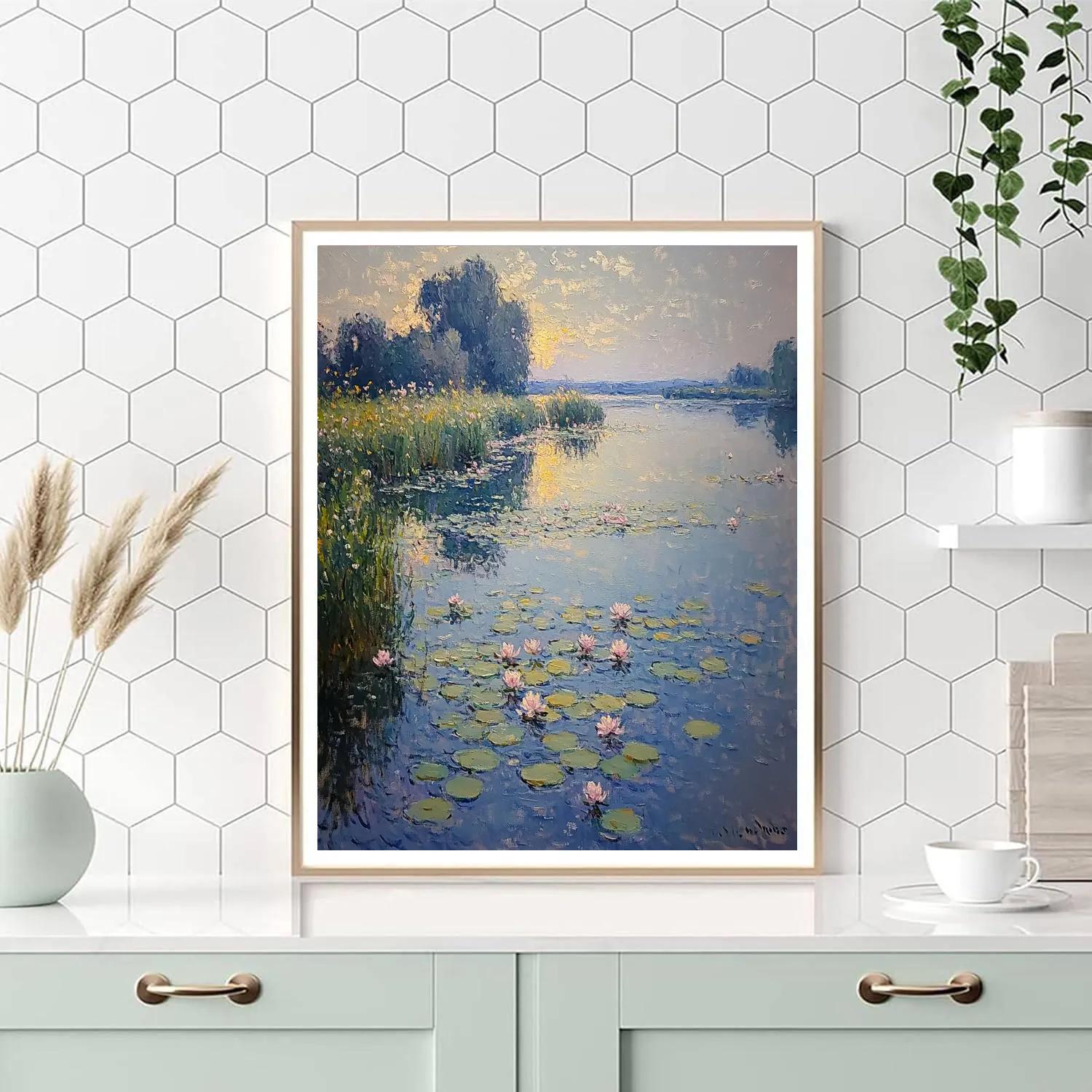 Claude Monet Inspired Pearl Fog Over Waterlily Bend DIY paint by numbers