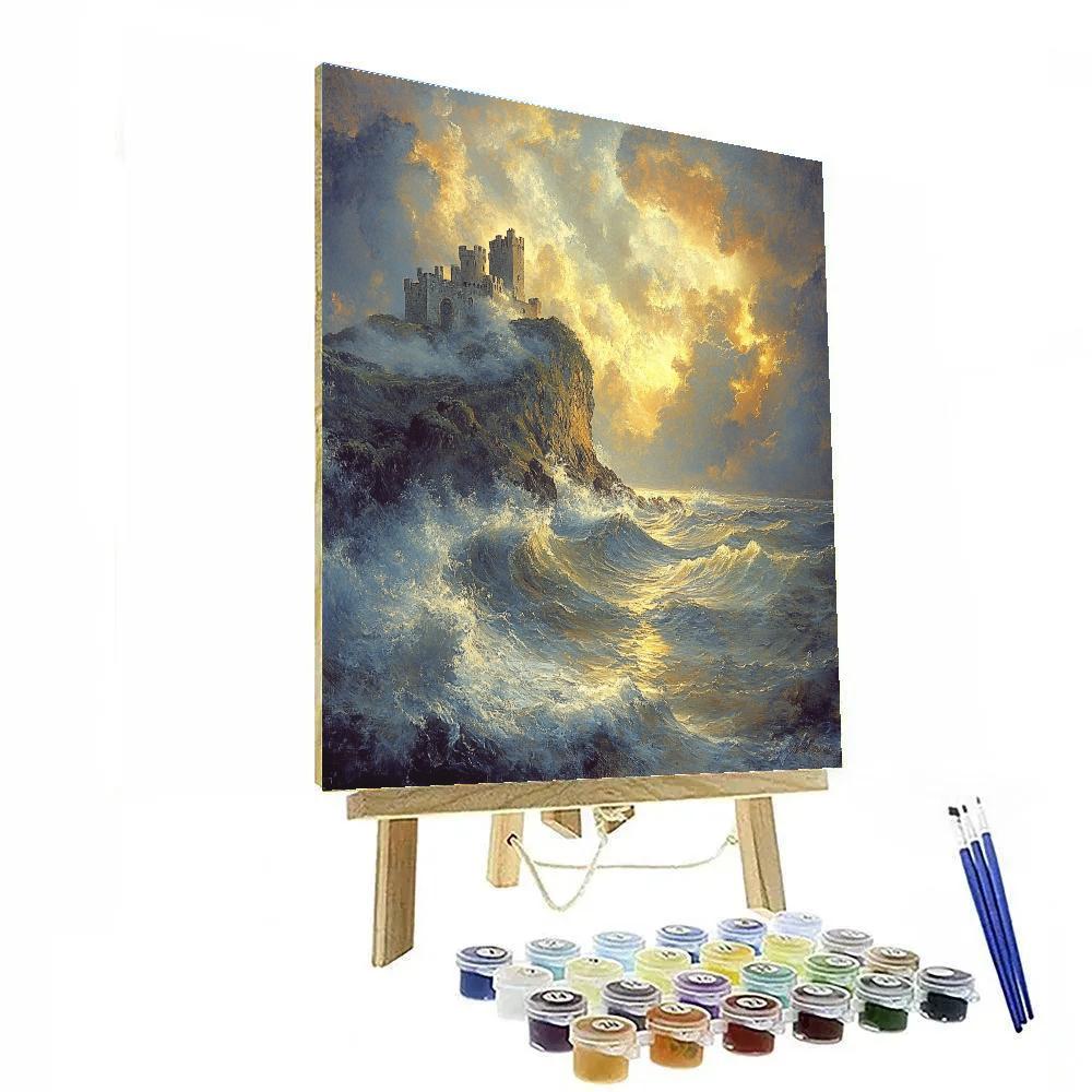 JMW Turner Inspired Storm Over Ancient Castle paint by number