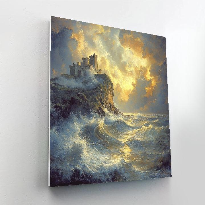 JMW Turner Inspired Storm Over Ancient Castle paint by number